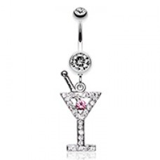 Martini Glass Sparkle Belly Button Ring