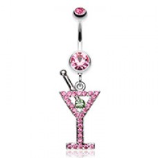 Martini Glass Sparkle Belly Button Ring