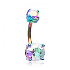 Colorline Briliant Sparkle Gem Prong Set Belly Button Ring
