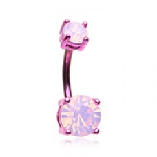 Colorline Opalescent Briliant Sparkle Gem Prong Set Belly Button Ring