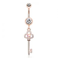 Rose Gold Key to Happiness Belly Button Ring