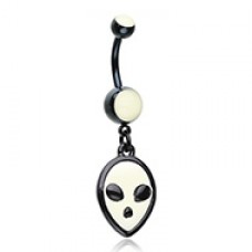 Black Alien Extraterrestrial Glow in the Dark Belly Button Ring