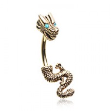 Golden Never Ending Dragon Belly Button Ring