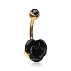 Golden Bright Metal Rose Blossom Belly Button Ring