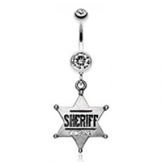 Sheriff Badge Sparkle Belly Button Ring