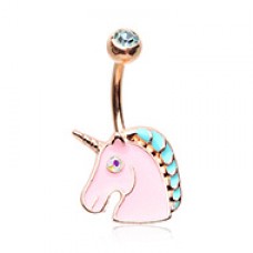 Rose Gold Stay Magical Unicorn Belly Button Ring