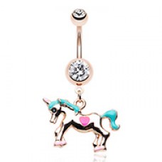 Rose Gold I Believe in Unicorns Belly Button Ring