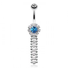 Wondrous Sparkling Waterfall Belly Button Ring