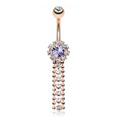 Rose Gold Wondrous Sparkling Waterfall Belly Button Ring
