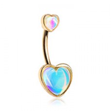 Golden Illuminating Two Heart Belly Button Ring