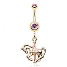 Golden Carousel Merry-go-Round Horse Belly Button Ring