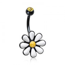 Black One Daisy at a Time Belly Button Ring
