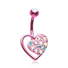 Pink Piece of my Heart Belly Button Ring