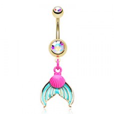 Golden Oceanic Mermaid Tail Belly Button Ring