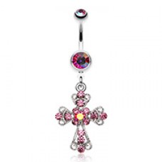 Shimmering Cross Patonce Belly Button Ring