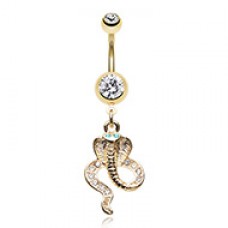 Golden Once Bitten Snake Belly Button Ring