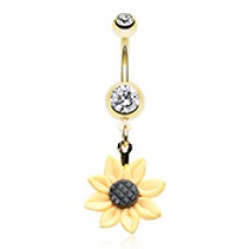 Golden Sunflower Belly Button Ring