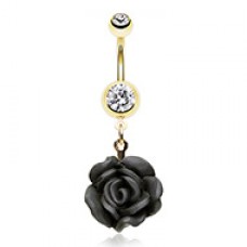 Golden Rose Belly Button Ring