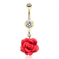 Golden Rose Belly Button Ring