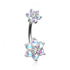 Illuminating Moonstone Spring Flower Prong Set Belly Button Ring