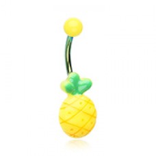 Tropical Pineapple Non Dangle Belly Button Ring