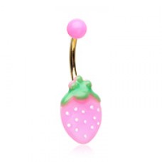 Golden Pink Strawberry Non Dangle Belly Button Ring