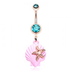 Rose Gold Under the Seashell Belly Button Ring 