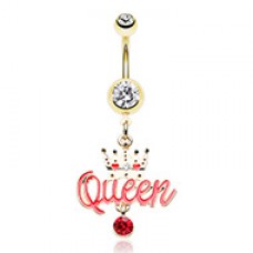 Golden Queen Bee HBIC Belly Button Ring