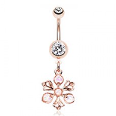 Rose Gold Opal Springtime Flower Belly Button Ring