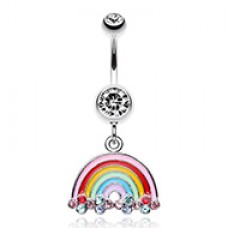 Candy Rainbow Sparkle Belly Button Ring