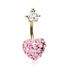 Golden Fairytale Heart Crown Belly Button Ring