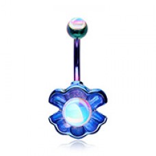 Colorline Synthetic Moonstone Clamshell Belly Button Ring
