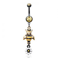 Buzz Off Bumble Bee Gem Belly Button Ring