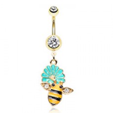 In Bloom Bumble Bee Gem Belly Button Ring