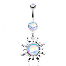 Illuminating Moonstone Sun Belly Button Ring