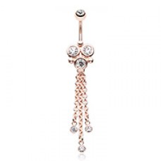 Rose Gold Crop Circles Dangling Belly Button Ring