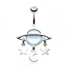 Orbiting Saturn Moon Star Belly Button Ring