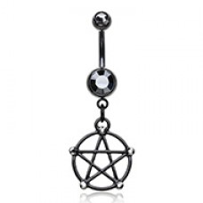 Black Pentacle Belly Button Ring