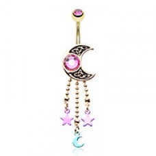 Golden Treasure Celtic Moon Belly Button Ring