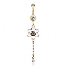 Golden OM Nameste Dangling Belly Button Ring 