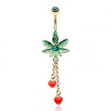 Royal Highness Cannabis Pot Leaf Dangle Belly Button Ring