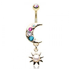Here Comes the Sun Moon Belly Button Ring