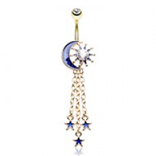 Once in a Blue Moon Sun Stars Chain Belly Button Ring