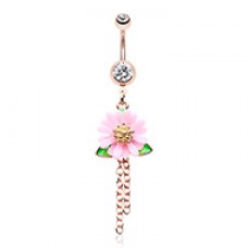 Bloom Where you are Planted Flower Chain Belly Button Ring