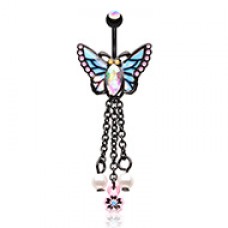 Dark Illuminating Monarch Butterfly Belly Button Ring