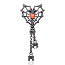 Reversible Drop Down Black Spiderweb Heart Belly Button Ring