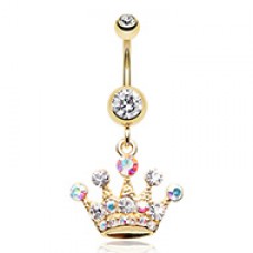 Golden Crown Jewel Multi-Gem Belly Button Ring