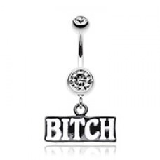 BITCH' Engraved Belly Button Ring