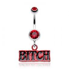 BITCH' Engraved Belly Button Ring