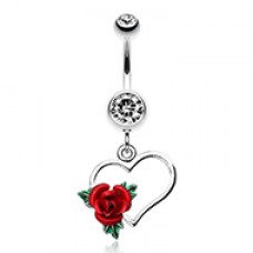 Heart Rose Belly Button Ring